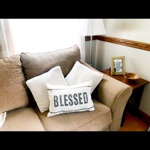 BLESSED Throw Accent Pillow-Off White/Gray Letter